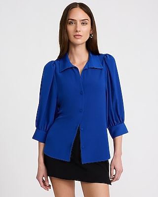 blue women's dress shirt Shirts contemporary styling designed to fallwinter Quick Painted and Stained Ladies Size:10