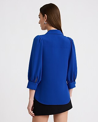 Crepe Puff Elbow Sleeve Shirt - thumbnail 8