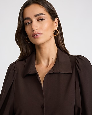 Crepe Puff Elbow Sleeve Shirt - thumbnail 2