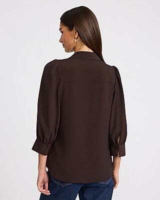 Crepe Puff Elbow Sleeve Shirt - thumbnail 3