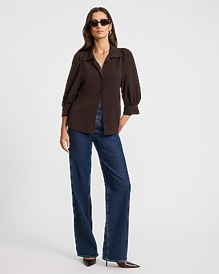 Crepe Puff Elbow Sleeve Shirt - thumbnail 4