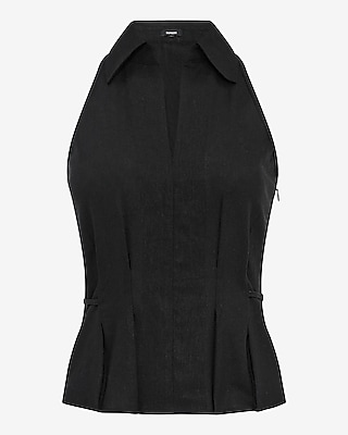 Summer-Blend Linen V-Neck Reversible Tie Waist Tank