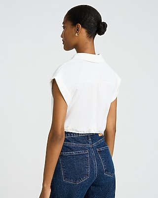 Short Sleeve Elastic Hem Tuck Shirt