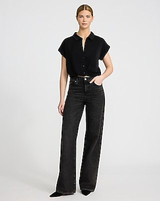 Short Sleeve Elastic Hem Tuck Shirt