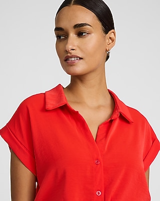 Short Sleeve Elastic Hem Tuck Shirt - image 2