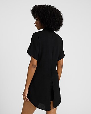 Short Sleeve Tie Front Button Up Shirt