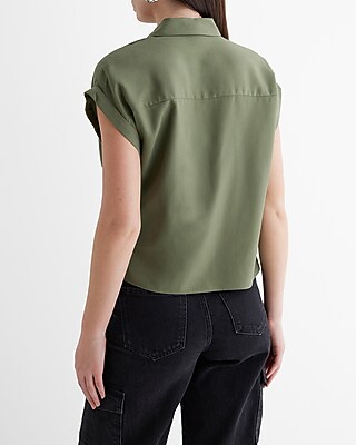 Short Cuff Sleeve Twist Front Shirt - image 4