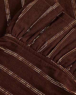 GRAMERCY RUFFLE BLOUSE COTTON STRIPE BROWN 9709749:STRIPE-BROWN:XS
