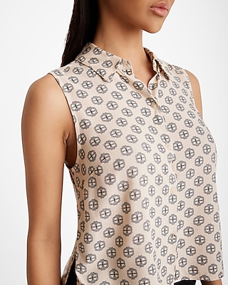 Printed Sleeveless Portofino Shirt