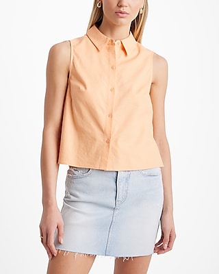 Linen-Blend Sleeveless Portofino Shirt