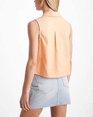 Linen-Blend Sleeveless Portofino Shirt