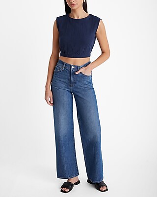 Crew Neck Elastic Waist Cropped Tank - image 5