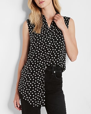 Black and white polka dot 2024 sleeveless top