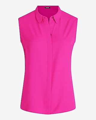 sleeveless dress shirt womens Women's Signature Linen-Blend Button-Front Shirt, Sleeveless