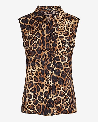 Leopard Sleeveless Portofino Shirt