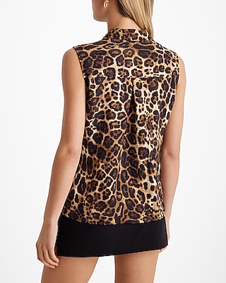 Leopard Sleeveless Portofino Shirt