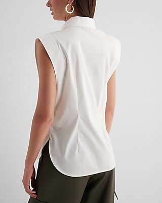 Tapered Sleeveless Button Up Shirt