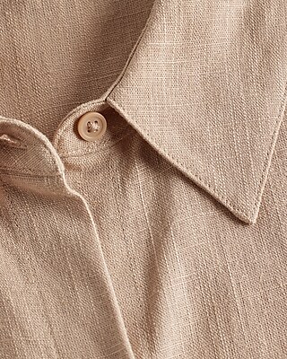 Linen-Blend Sleeveless Button Up Shirt