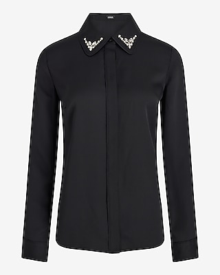 Relaxed Embellished Collar Portofino Shirt