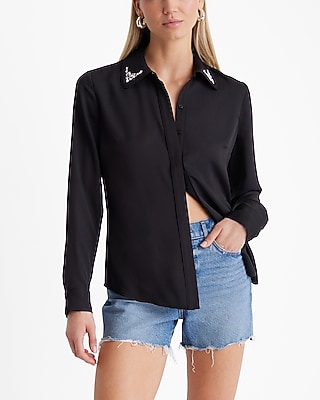 Relaxed Embellished Collar Portofino Shirt