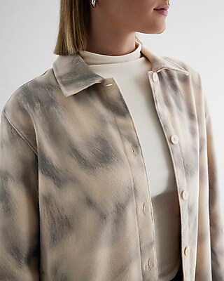 Printed Brushed Twill Shacket - image 3