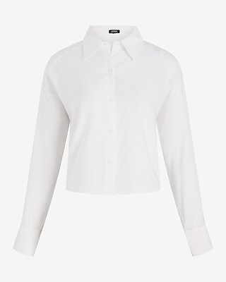 Linen-Blend Cropped Boyfriend Portofino Shirt - image 5