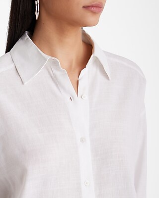 Linen-Blend Cropped Boyfriend Portofino Shirt - image 2