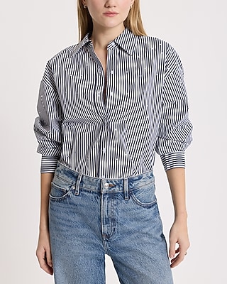 Embellished Striped Boyfriend Portofino Shirt