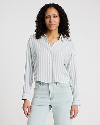 Striped Cropped Boyfriend Portofino Shirt