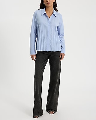 Pleated Cropped Portofino Shirt