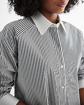 Striped Cropped Boyfriend Portofino Shirt