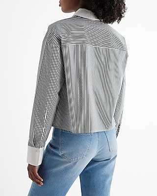 Striped Cropped Boyfriend Portofino Shirt