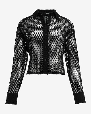 Corded Lace Cropped Boyfriend Portofino Shirt