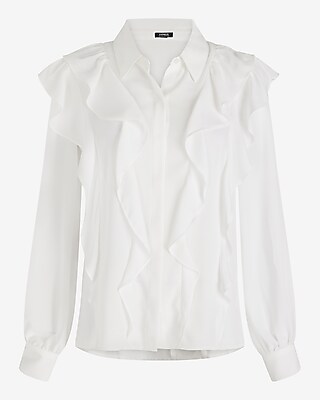 Relaxed Ruffle Front Portofino Shirt