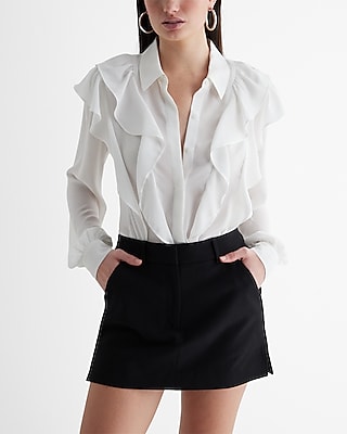 Relaxed Ruffle Front Portofino Shirt