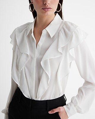 Relaxed Ruffle Front Portofino Shirt