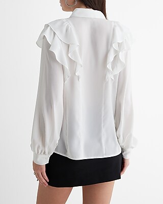 Relaxed Ruffle Front Portofino Shirt