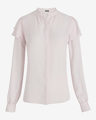 Relaxed Gathered Neck Ruffle Shoulder Portofino Shirt - image 4