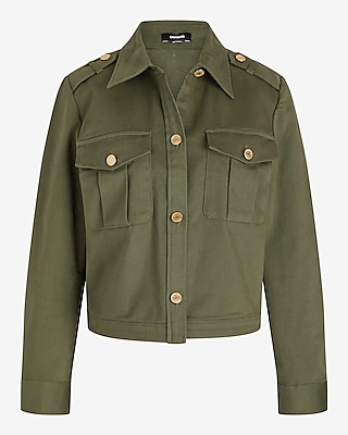 Twill Novelty Button Utility Shacket