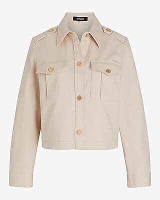 Twill Novelty Button Utility Shacket | Express