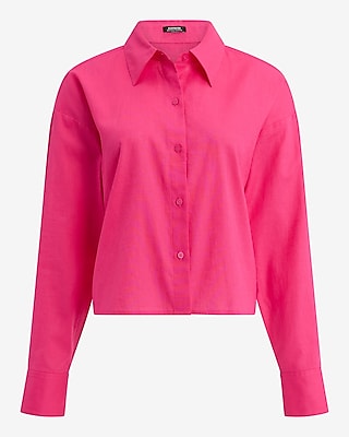 Linen-Blend Cropped Boyfriend Portofino Shirt
