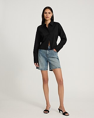 Poplin Cropped Boyfriend Portofino Shirt