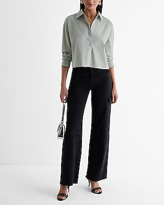 Poplin Cropped Boyfriend Portofino Shirt