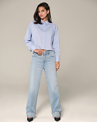 Poplin Cropped Boyfriend Portofino Shirt