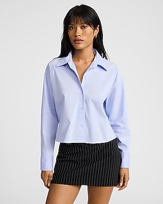 Poplin Cropped Boyfriend Portofino Shirt