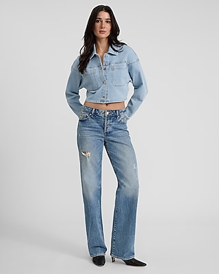 Light Wash Cropped Denim Shacket