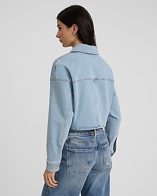 Light Wash Cropped Denim Shacket