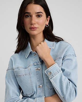 Light Wash Cropped Denim Shacket