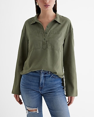 Half Button Up Front Pocket Shirt