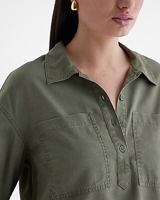 Half Button Up Front Pocket Shirt - thumbnail 2
